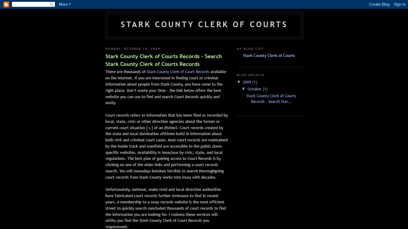 Stark County Clerk of Courts - Blogger
